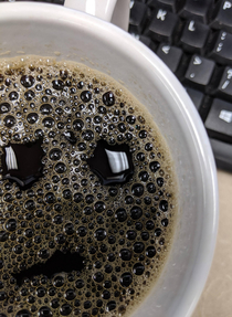 My coffee looks like he just forgot about a meeting
