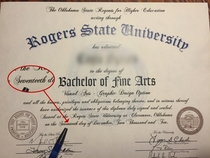 My college diploma has a spelling error