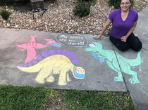 My company did a sidewalk chalk contest for managers while working from home during quarantine This is my submission