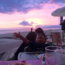 My cousin took her phone away from her son to take a picture of a beautiful sunset