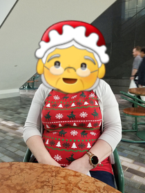 My coworker went to Goodwill to find a festive shirt for our works Christmas party Little did she notice until halfway throughout the day