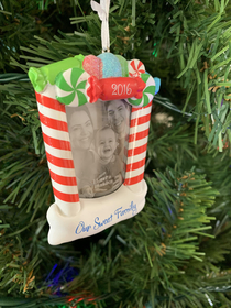 My dad likes to hang an ornament of his favorite family every year