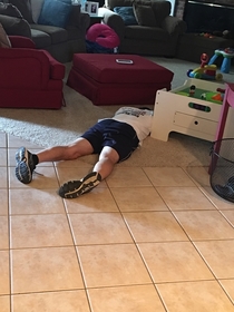 My dad was gonna go for a run He laid down to stretch his back Found him asleep  minutes later