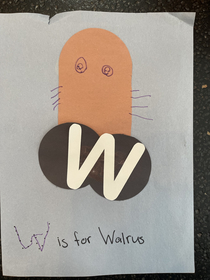 My daughter is learning about the letter W in preschool so she made a walrus
