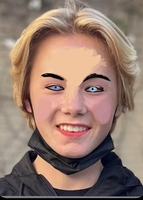 My daughter  offered to use her newly acquired photo editing skillz and smooth out her brothers acne on the picture he was sending in for his new high school