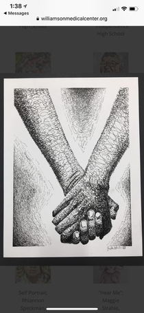 My daughter was a finalist in a local art contest for high schoolers The entire drawing was made from her writing various words and phrases in cursive The word butthole occurs  times