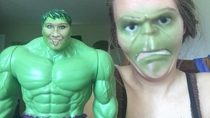 My face swap with my sons hulk figure