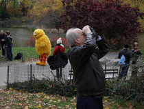 My father-in-law bird watching in Central Park