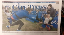 My friend absolutely nailed the creep pose on the front page of a local Newspaper