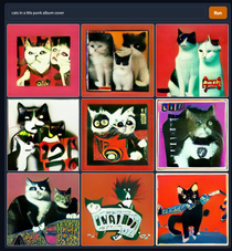 My friend and I have been experimenting with AI-generated images He asked for s punk album covers where all the musicians are cats It did not disappoint