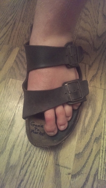 My friend Brad lost his toe in a lawn mower accident I made the best of his situation