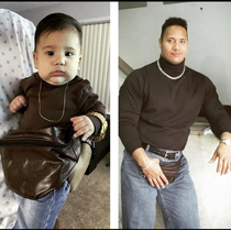 My friend dressed her kid up as s The Rock