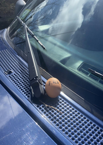 My friend eggd my windshield