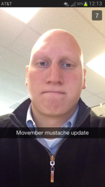My friend has Alopecia this is his Movember mustache update