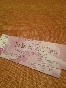 My friend paid  for two Red Hot Chili Peppers tickets and got this in the mail