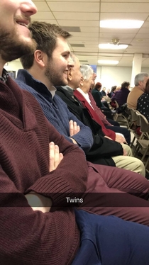 My friend sat next to his opposite