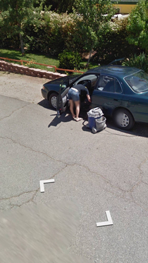 My friend was captured at the perfect moment for Google Maps
