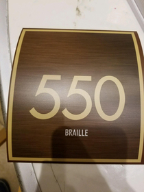 My friend works for a contracting company that is renovating a hotel They asked for room numbers with braille on the bottom for blind people to read This is what their supplier sent them every one is like this