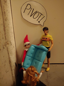 My friends been getting pretty creative with her kids Elf on the Shelf