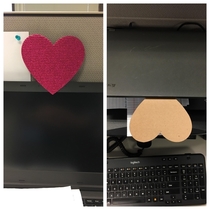 My friends coworker uses a heart to cover up the webcam in her lap top Unfortunately the other side of the heart is brown and she closes her laptop whenever she is not at her desk