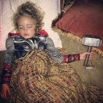 My friends daughter feel asleep watching Thor last night