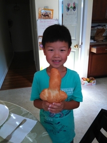 My friends kid was so excited when he baked a bread sword