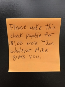 My friends like to one-up each other Found this note amp a blank check in one of my wedding gift cards