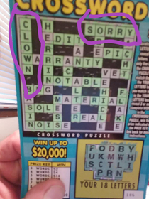 My friends lotto ticket required three words to win He got two