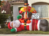 My friends neighbor has strong feelings about early Christmas decorations