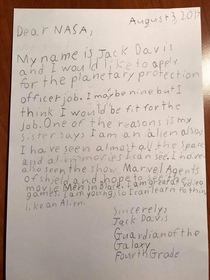 My friends son wrote a letter to NASA