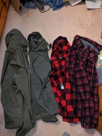 My girlfriend and my parents both got me a green jacket and red plaid