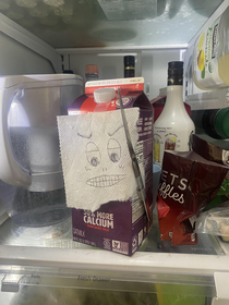 My girlfriend texted me the milk has gone bad Came out and saw this