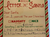 My girlfriend writes Santa letters to kids who write Santa a letter This one kid was very candid with his behavior this year