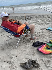 My grandpa at the beach can you tell hes from West Virginia