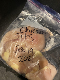 My husband labeled our frozen meats after our last store trip I got a good laugh pulling this out for dinner