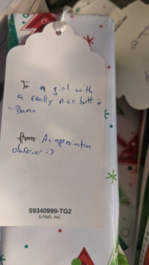 My husband nailed the gift tags this year