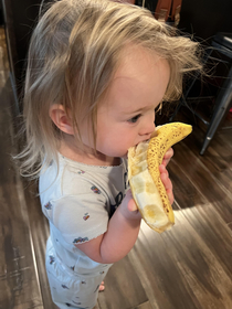 My kid wanted to open the banana by herself this morning Am I raising a serial killer