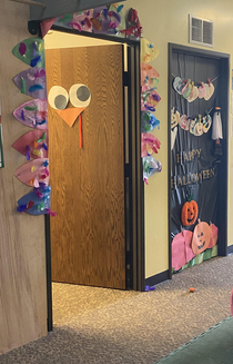 My kids therapy place is having a contest for fall themed doors this month I respect the effort