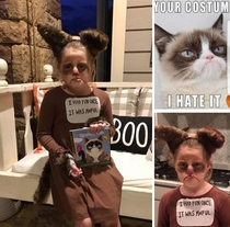 My little sister went as Grumpy Cat for Halloween this year