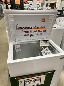 My local Home Depot made a sign to explain freezers like we all havent had one in our kitchen our whole lives