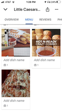 My local Little Caesars menu on Google with an interesting cameo