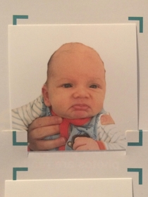 My -month-old son got his passport picture today It turned out awesome
