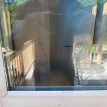 My mother-in-law wrote this in her windows to deter burglars