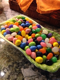 My mother is a monster  fruit jelly beans  mint jelly beans  peanut butter cup eggs WHY