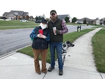 My neighbor F dressed up as me for Halloween