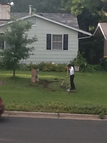 My neighbor makes Jehovah Witnesses do her yard work all the time