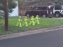 My neighbor stole slow kids playing signs and made them into ninja turtles