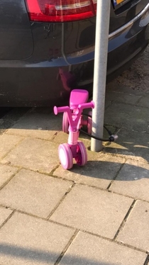 My neighbors little girl wanted to store her bike outside like the grownups