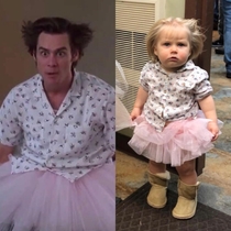 My one year old girl as Mental Hospital Ace Ventura