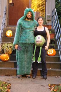 My partner is  months pregnant here is our halloween costume